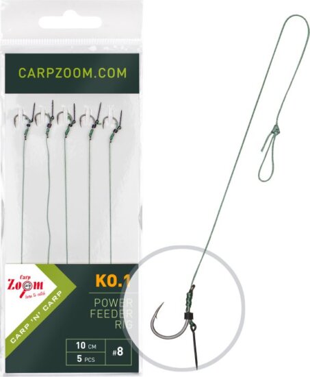 Feeder Competition Power Feeder Rig KO.1 kötött method előke, 10cm, #8; 10 mm; o0,18mm, 5db