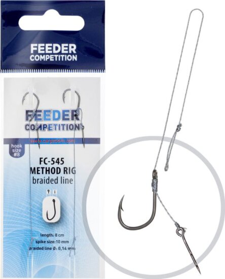 Feeder Competition FC-545 method előkötött horog fonott, 8cm, #8; 10 mm; o0,14mm, 2db