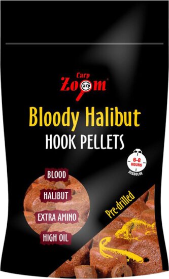 CarpZoom Véres halibut horogpellet fúrt, 15mm, vér, halibut, 150g