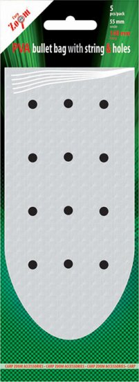 CarpZoom PVA tasak lyukakkal és rögzítő szalaggal, 55x140mm, 5db