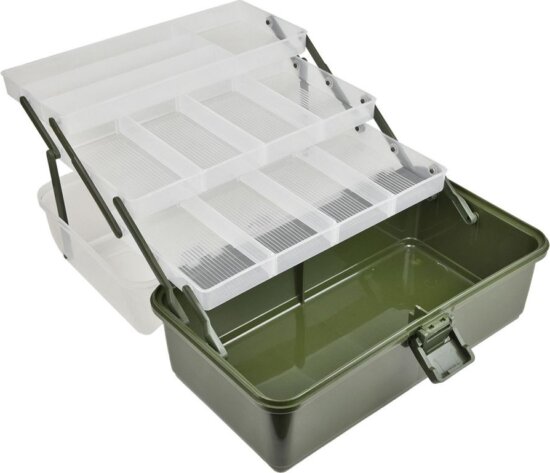 CarpZoom Praktikus horgászláda tálcákkal, 36,8x21,4x20cm