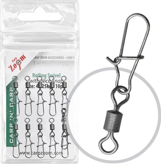 CarpZoom Hengertestű forgó extra erős kapoccsal, #8, 10db