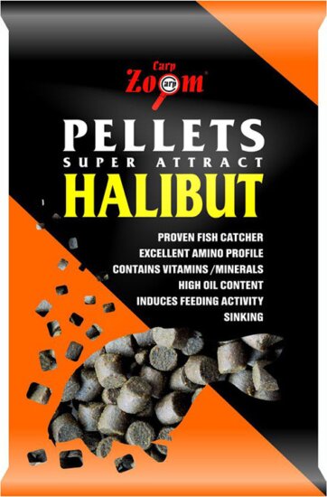 CarpZoom Furat nélküli halibut etetőpellet, 3mm, halibut, fekete, 800g