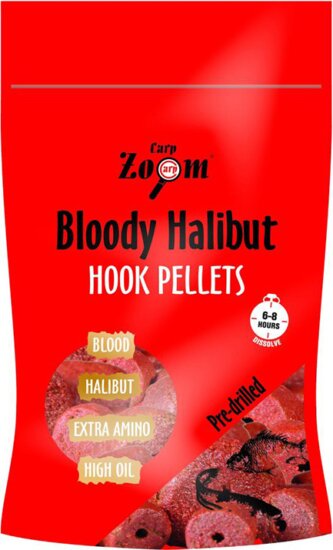 CarpZoom Epres halibut horogpellet fúrt, 15mm, eper, halas, 150g