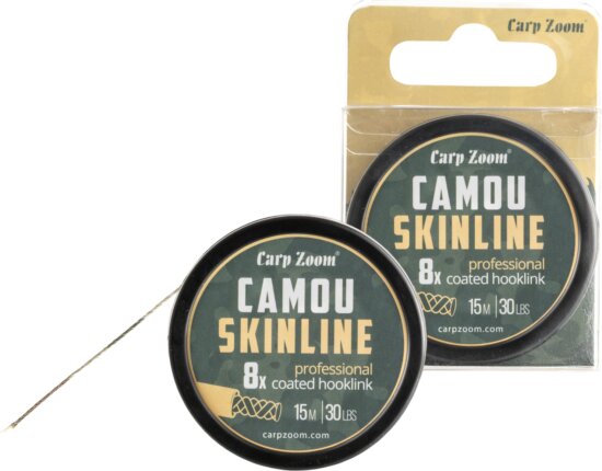 CarpZoom Camou bevonatos előkezsinór, 15m, 20lb, terepmintás