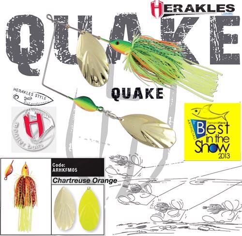 Herakles Spinnerbait Quake 1 1/2Oz 42g Chartreuse/Orange