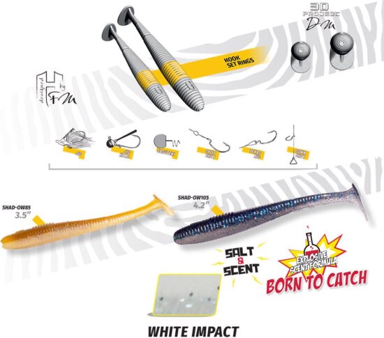 Herakles Shad-Ow85 3.5" 8.9cm White Impact