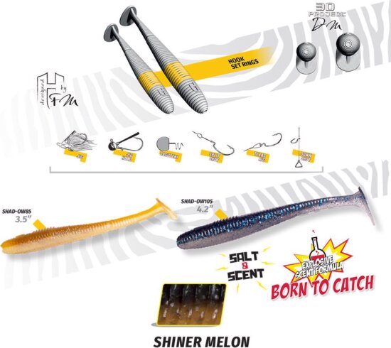 Herakles Shad-Ow85 3.5" 8.9cm Shiner Melon