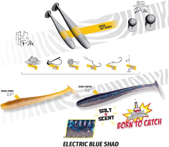 Herakles Shad-Ow85 3.5" 8.9cm Electric Blue Shad 10db