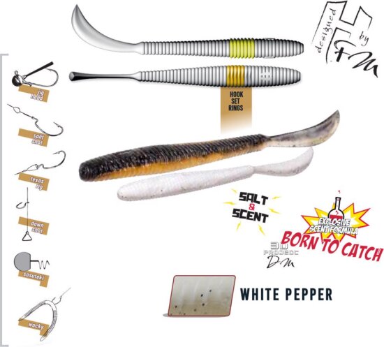 Herakles Leftail Worm 4.8" 12cm White Pepper