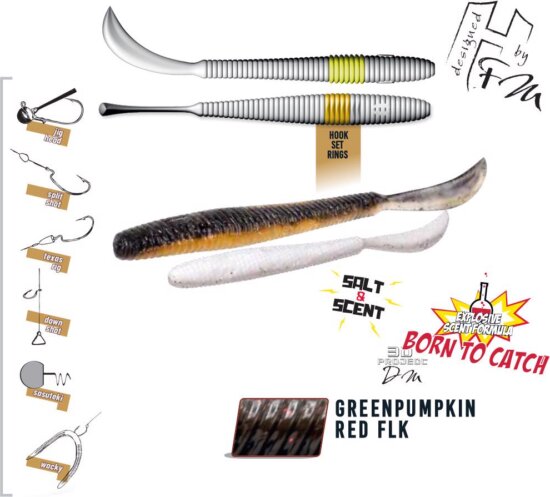 Herakles Leftail Worm 4.8" 12cm Greenpumkin Red Flakes