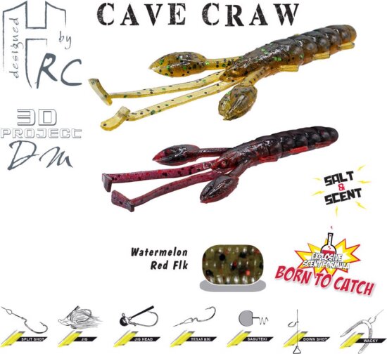 Herakles Cave Craw 3.8" 9.6cm Watermelon Red Flakes