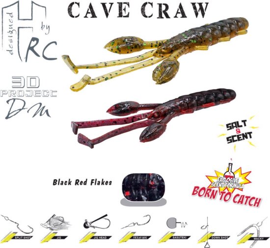 Herakles Cave Craw 3.8" 9.6cm Black Red Flakes