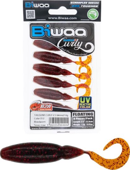Biwaa Tailgunr Curly 3.5" 9cm 012 Bloodworm Texas Craw