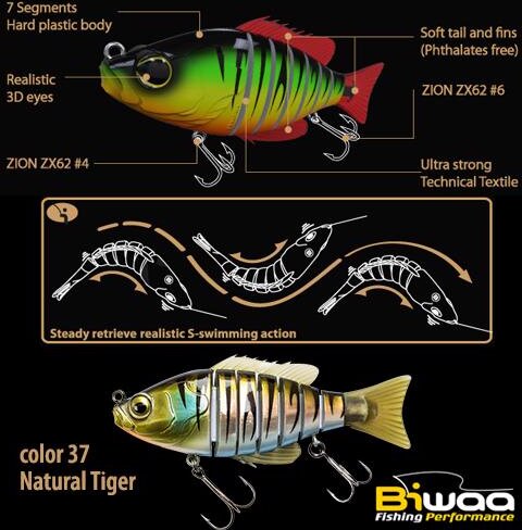 Biwaa Swimbait Seven S5" 13cm 34g 37 Natural Tiger
