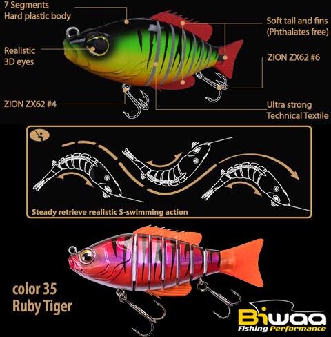 Biwaa Swimbait Seven S4" 10cm 17g 35 Ruby Tiger