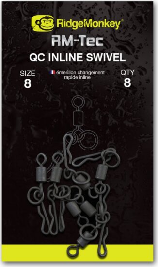 Ridgemonkey Rm-Tec Quick Change Inline Swivel Size8 Gyorskapcsos Forgó 8db
