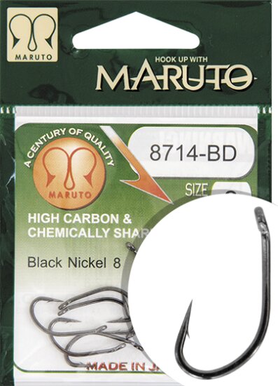 Maruto Horog 8714Bd Carp Hooks Hc T.d.e.5° Barbed Forged Black Nickel 6