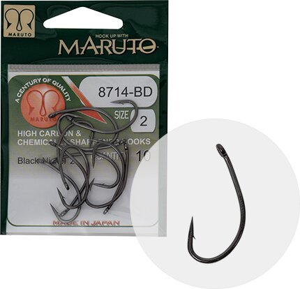 Maruto Horog 8714Bd Carp Hooks Hc T.d.e.5° Barbed Forged Black Nickel 10