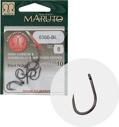 Maruto Horog 8366Bl Carp Hooks Barbless Straight Eye Forged Reversed Ringed Hc Black Nickel 10