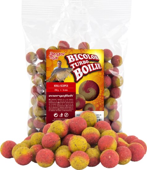 Benzár Turbo Bicolor Boilie Krill-Scopex 250g 20mm