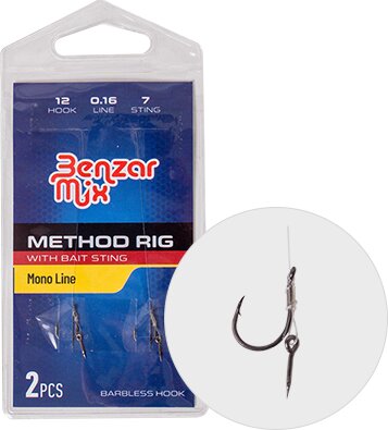 Benzár Method Kötött Horog 10 Monofil Zsinóron 7mm Csali Tüskével