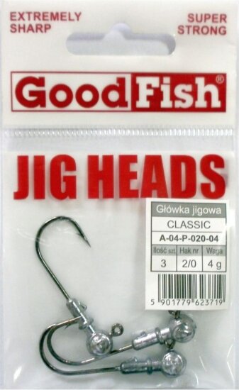 Good Fish Jig Head, 6/0, 24g, 3db/csomag, Ezüst