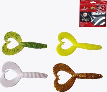 Frenetic TWISTER KÉTFARKÚ, Fluo sárga, 7cm, 5db/csomag