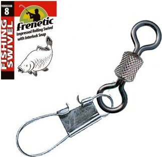 Frenetic Hengeres forgó kapoccsal, Frenetic Impressed Rolling Swivel With Interlock Snap, 4, 10db/ csomag, Fekete