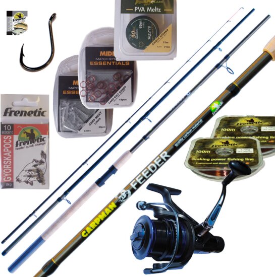 Frenetic Feeder szett Carpman Feeder 3,6m 80-180g bot + Frenetic Feeder Runner 60 nyeletőfékes orsó + kiegészítők