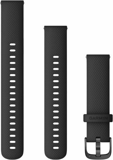 Garmin Óraszíj 18 mm fekete szilikon, szürke csat (Quick Release) Vívoactive 4S 110-195 mm