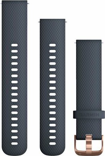 Garmin Óraszíj 20 mm gránitkék szilikon, Rose Gold csat (Quick Release)