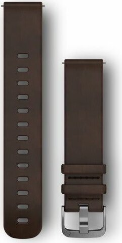 Garmin Óraszíj 20 mm sötétbarna bőr, ezüst csat (Quick Release) Vivomove HR
