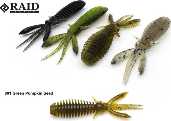 RAID JAPAN Egubug Gumirák 2.5" 63mm 001 Green Pumpkin Seed