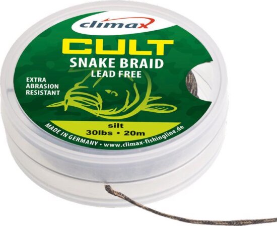 Climax Cult Carp Snake Braid Lead Free Leader 10m 40Lb Weed Green