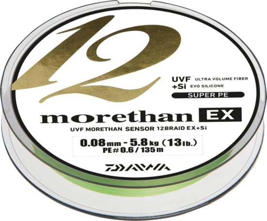 Daiwa Morethan 12 Braid EX+Si lime green, 0.14mm, 12.20kg, 135m