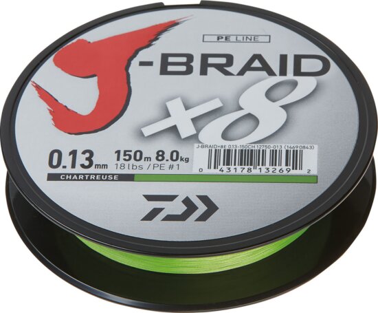 Daiwa J-Braid X8 chartreuse, 0.16mm, 9.00kg, 1500m