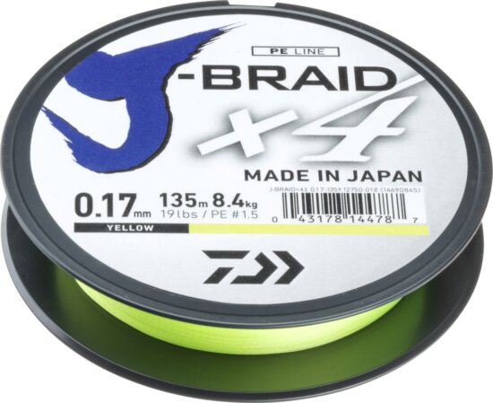 Daiwa J-Braid X4 yellow, 0.13mm, 5.90kg, 135m
