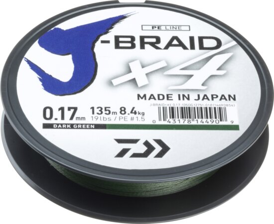 Daiwa J-Braid X4 (dark green, 0.21mm, 12.40kg, 135m)