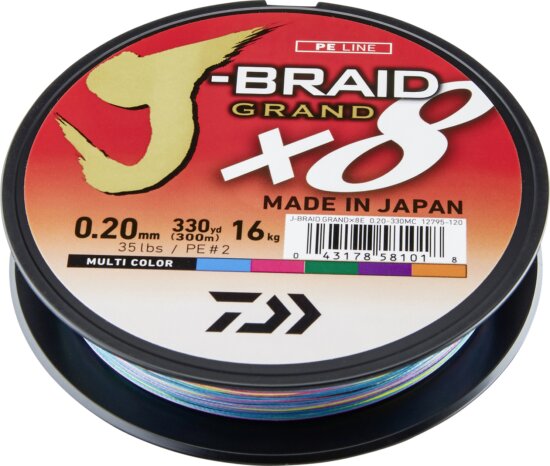 Daiwa J-Braid Grand X8 multi-color, 0.13mm, 8.50kg, 300m