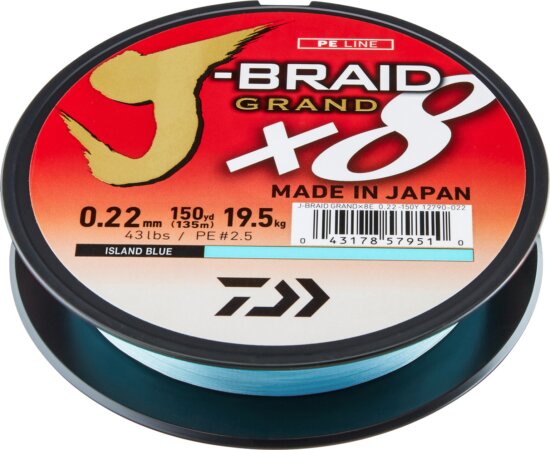 Daiwa J-Braid Grand X8 (blue, 0.10mm, 7.00kg, 135m)