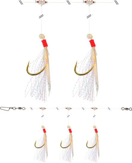 Daiwa GrandWave tőkehalazó szerelék (white, 150.0cm, #4/0, 3horog)