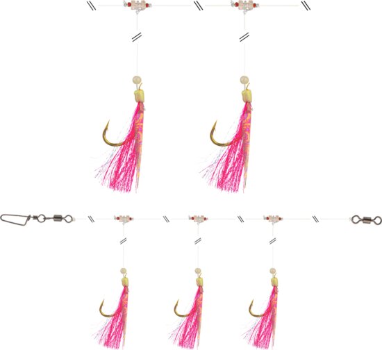 Daiwa GrandWave tőkehalazó szerelék (pink, 150.0cm, #4/0, 3horog)