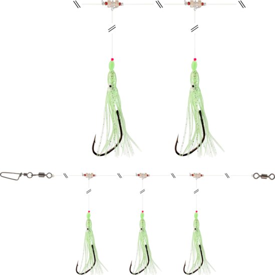 Daiwa GrandWave tőkehalazó szerelék (glow octopus, 150.0cm, #7/0, 3horog)