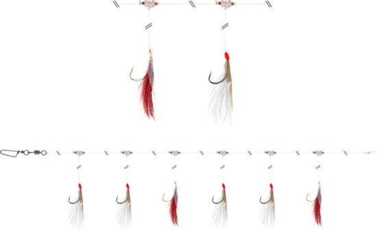 Daiwa GrandWave makrélázó szerelék 360° (white/red, 135.0cm, #2/0, 6horog)