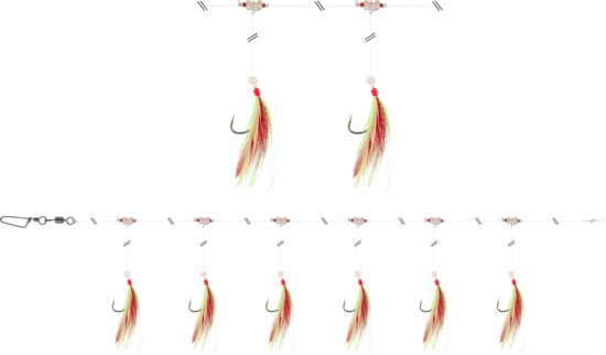 Daiwa GrandWave makrélázó szerelék 360° (red/yellow, 135.0cm, #2/0, 6horog)