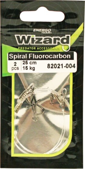 Wizard Spirál Kapocs 4 Fluorocarbon Előke 15Kg 25Cm 2db/cs