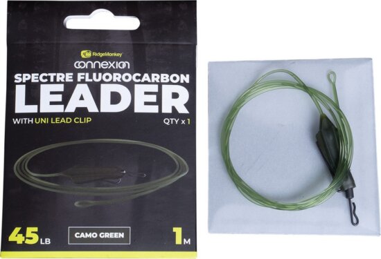 Ridgemonkey Spectre Fluorocarbon Uni Lead Clip Leader - Camo Green Bojlis Szerelék