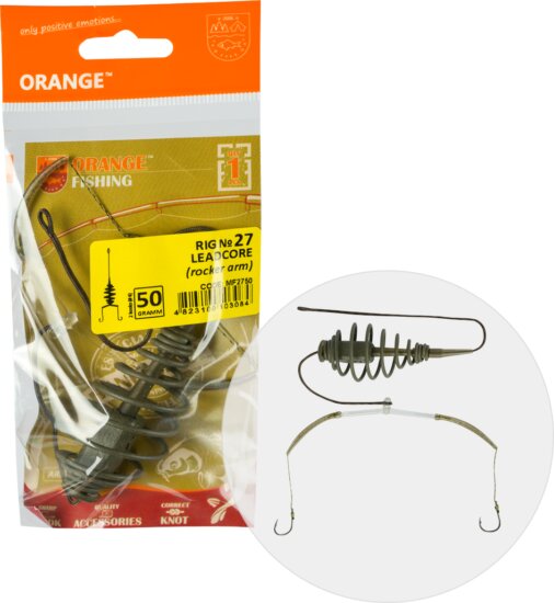 Life-Orange Rig Leadcore Rocker Arm, 2 Hooks, 6, 50G Fenekező Szerelék ponty