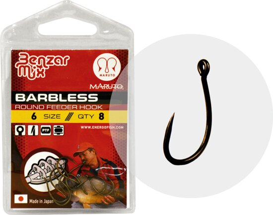 Maruto 4626 6 Benzár Barbless Round Feeder Horog 8db cs